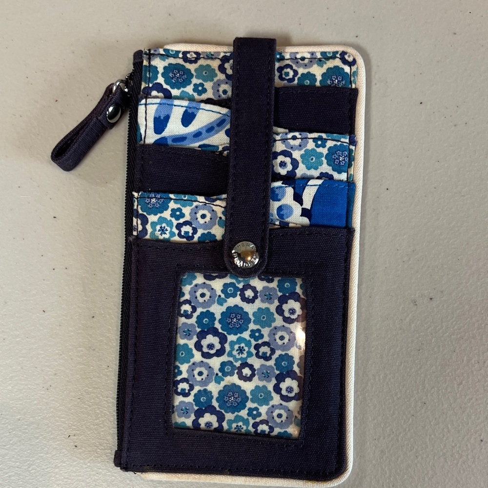 Vera Bradley Blue and Black Floral Card Wallet Case
